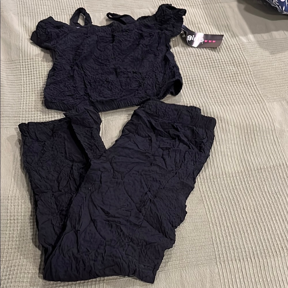 Black Off-Shoulder Top and Pants Set